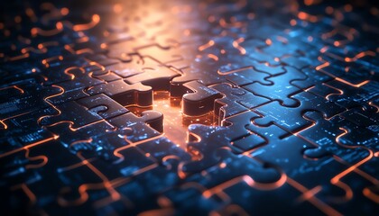 glowing puzzle piece, solution concept