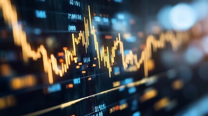 Leinwandbilder - Abstract stock market chart displaying fluctuating graphs and numbers reflecting the dynamics of trading and investment : Generative AI