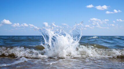 Aufkleber - Dynamic splashes of water create beautiful patterns under the bright blue sky over a tranquil ocean : Generative AI