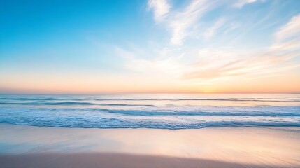 Aufkleber - Stunning ocean landscape at sunset with calm waves and beautiful pastel colors in the sky : Generative AI