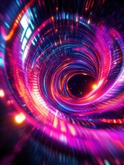 Fototapete - Vibrant Swirling Light Tunnel Background, Symbolizing Speed, Energy, and Innovation. Perfect for Sci-Fi Designs, Tech Presentations, and Futuristic Projects.