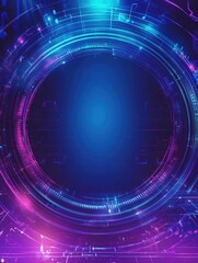 Aufkleber - Vibrant Abstract Background with Glowing Circular Neon Lines, Symbolizing Technology and Innovation. Perfect for Futuristic Designs, Tech Presentations, and Music Visuals.