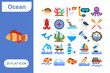 © Mohd - Ocean Creatures Flat Icon Set, Collection of 25 Ocean Creatures Flat Icon Set – 25 Fish, Whale, and Marine Life Icons