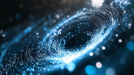 Aufkleber - Stunning Abstract Visualization of Spiraling Bright Light Particles in Deep Space : Generative AI