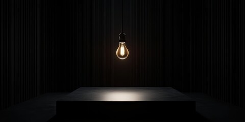 Poster - Illuminated Solitude in a Dark Space Embodying Themes of Isolation and Minimalism in an Abstract Environment Generative AI