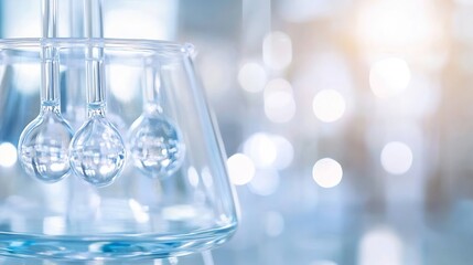 Aufkleber - Laboratory glassware with droplets reflecting light showcasing scientific research and innovative technology : Generative AI