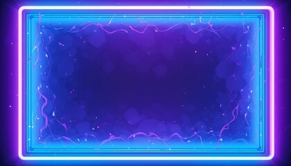 Poster - Rectangular Neon Frame with Celebration Confetti and Bokeh Effect Overlay
