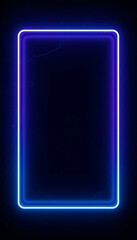 Poster - Glowing Neon Frame with Rectangular Shape and Vibrant Blue Light