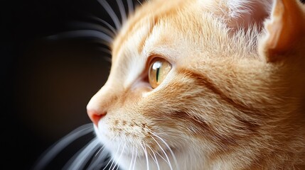 Poster - Close Up of a Beautiful Ginger Cat Showcasing Its Striking Yellow Eyes and Whisker Details : Generative AI
