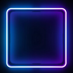 Poster - Glowing Square Neon Frame with Blue and Purple Gradient Light