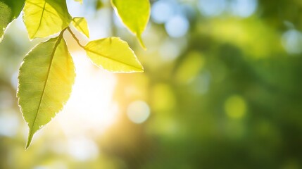 Poster - Vibrant Green Leaves Illuminated by Soft Sunset Light Creating a Serene Natural Scene : Generative AI