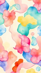 Aufkleber - Abstract watercolor painting of a colorful and vibrant design with organic shapes