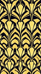 Poster - a stunning art deco pattern with geometric shapes and a vintage vibe. The intricate design features a repeating pattern in gold and black, exuding elegance