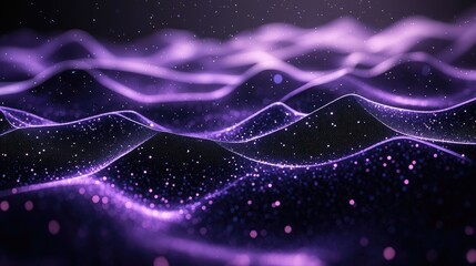 Poster - Purple particle wave abstract background
