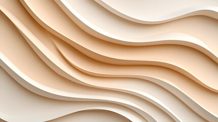 Poster - Soft Curves in Beige and Cream Tones Abstract Background Design