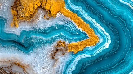 Poster - Vibrant Abstract Pattern of Agate Stones in Rich Blue and Orange