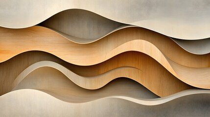 Poster - Abstract Waves in Warm Tones with Smooth Curved Layers and Textures