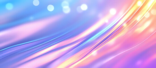 Poster - Abstract flowing waves in pink, purple and blue colors with glowing light effects and bokeh create dreamy ethereal background with smooth gradients and curves.
