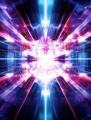 Poster - Vibrant Abstract Background with Dynamic Neon Light Rays Converging, Symbolizing Energy and Innovation. Perfect for Sci-Fi Designs, Tech Presentations, and Futuristic Banners.