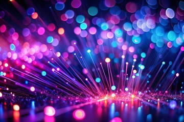 Poster - Futuristic Neon Glow: Blurred UV Rays & Cyber Radiance Abstract Background