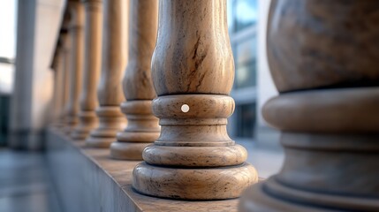 Fototapete - Elegant close up view of wooden architectural columns with intricate designs and textures in a modern setting : Generative AI
