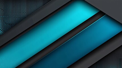 Poster - Modern Abstract Background Blending Royal Blue to Turquoise with Contrasting Black Polygons