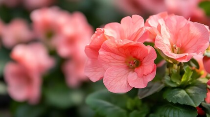 Poster - Beautiful Pink Begonia Flowers Blossoming with Soft Focus in Natural Environment : Generative AI