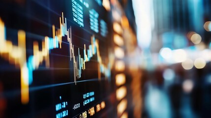 Fototapete - Dynamic stock market graph showing fluctuating trends on a modern digital screen : Generative AI