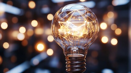 Aufkleber - Glowing light bulb with intricate filament design showcasing innovation and modern technology in illumination : Generative AI