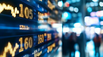 Leinwandbilder - Financial market display with striking numbers and graphics conveying stock trends and market volatility : Generative AI
