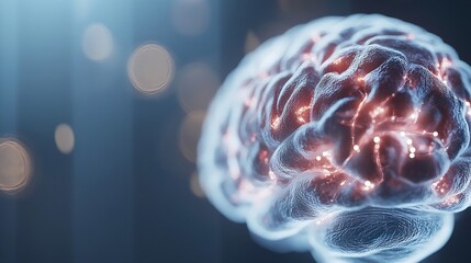 Leinwandbilder - Beautiful and intricate digital rendering of a human brain glowing with neural connections : Generative AI