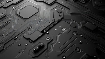 Poster - Abstract Black Circuit Board Texture Background