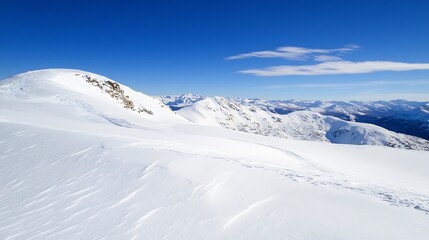 Aufkleber - Breathtaking panoramic view of snow capped mountains under a clear blue sky : Generative AI