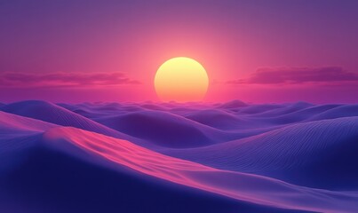 Poster - Vibrant sunset illuminating rolling sand dunes in desert landscape