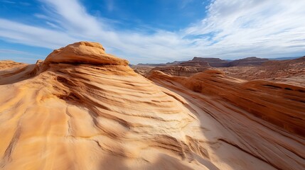 Poster - Stunning view of desert rock formations under a blue sky showcasing nature's beauty : Generative AI