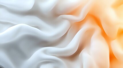 Poster - Soft white and peach colored fabric waves creating gentle flowing curves and folds with smooth silky texture and elegant abstract background pattern.