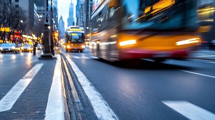Aufkleber - Motion blur of urban traffic capturing the fast pace of city life during evening hours : Generative AI