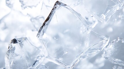 Poster - Transparent ice cubes glistening under soft light creating an abstract frosty background : Generative AI