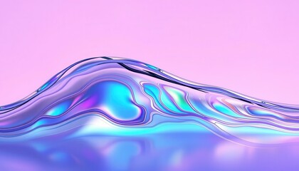 Fototapete - Colorful iridescent wave shape with smooth curves against a soft pastel background for modern design and abstract art concepts