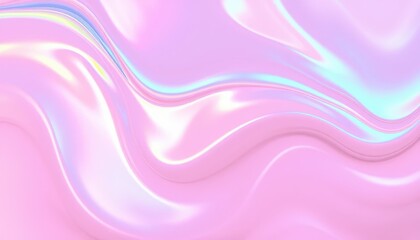 Fototapete - Soft Pastel Waves with a Glossy Finish Reflecting Light in Subtle Hues of Pink and Iridescent Shades for a Dreamy Background Aesthetic