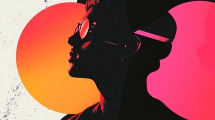 Poster - Cinematic Noir Grain Aesthetic, deep blacks and grays with bold outlines, simple colors, pop art influences, clean geometric style, cool neon-lit color palette