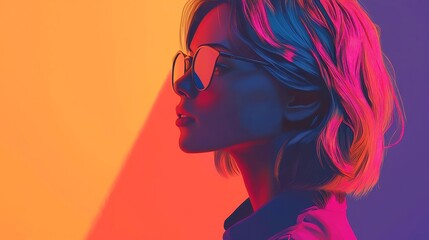 Poster - Ethereal Pop Art Texture, Soft noise creating a dreamy atmosphere, bold black outlines, simple solid colors, cool neon-lit color palette, geometric design elements.