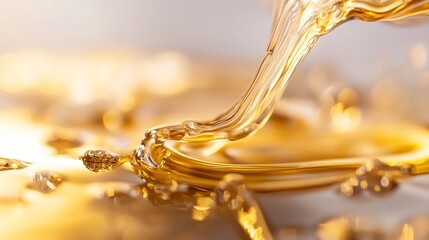 Aufkleber - Golden Honey Dripping from a Spoon in a Beautiful Natural Glow : Generative AI