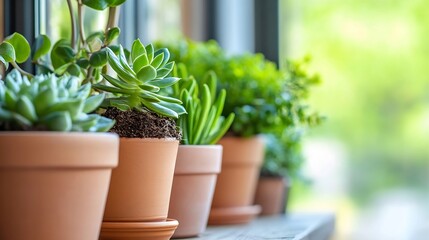 Poster - Diverse collection of indoor potted succulent plants showcasing vibrant colors and unique textures in sunlight : Generative AI