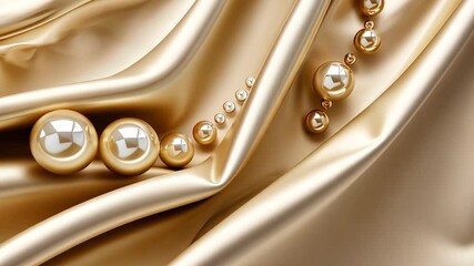 Poster - Discover the intricate interplay of golden spheres and flowing fabric textures in this visually captivating display of elegance