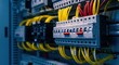 © Pixelpulse Creative  - A close-up of an industrial electrical panel featuring neatly arranged colorful wiring circuit breakers and control components
