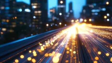 Poster - Dynamic view of city lights and motion blur capturing the energy and movement of urban nightlife : Generative AI
