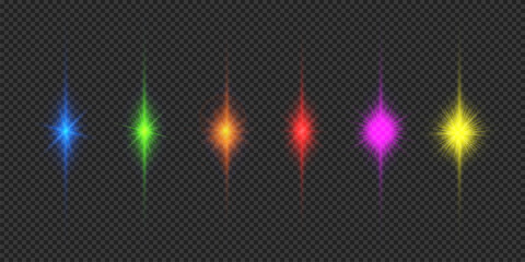 Wall Mural - set of multicolor light effects of lens flares