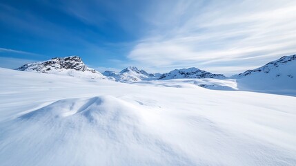 Aufkleber - Expansive winter landscape showcasing pristine snowcovered mountains under a clear blue sky : Generative AI
