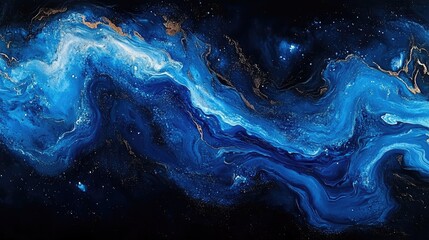 Aufkleber - Blue abstract art, swirling galaxy, cosmic design, background texture, website banner